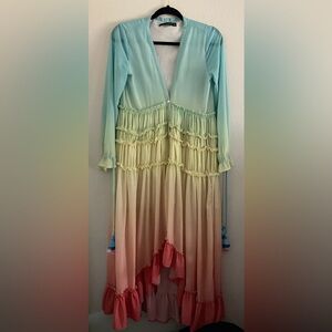 Linjia Shop Maxi Dress Pastel Rainbow Ombré tropical Resort Beach Boho